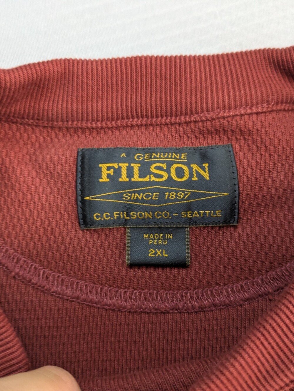 Filson Waffle Knit Thermal Shirt Mens XXL  Long Sleeve Crewneck Pullover - Picture 6 of 8